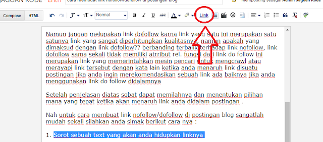 cara membuat link nofollow/dofollow di postingan blog