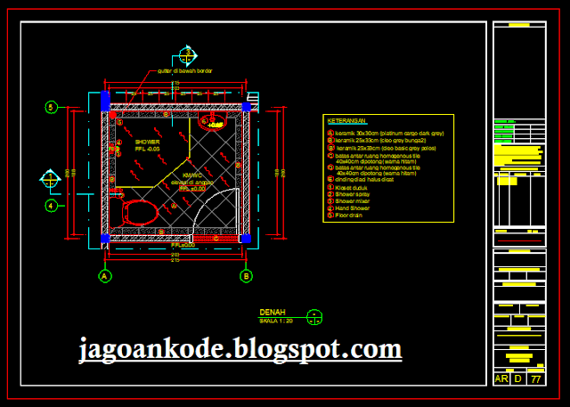 Denah Kamar  Mandi  WC 2M X 2M Gambar Autocad dwg Jagoan Kode