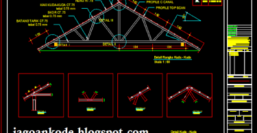 Detail Kuda Kuda Atap  Baja  Ringan Autocad  Dwg Jagoan Kode