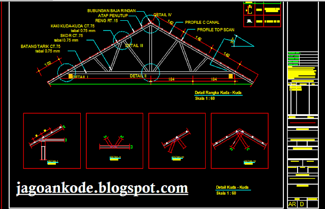  Detail  Segitiga Kuda Kuda Baja  Ringan  Autocad Dwg Jagoan 