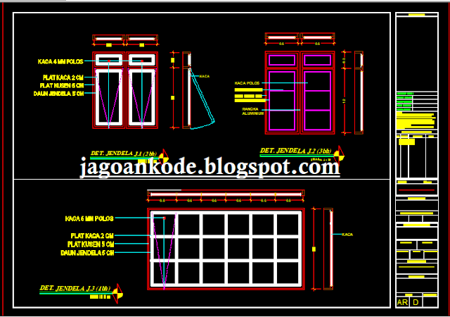 Detail Jendela  Gambar Kerja Autocad  Filetype Dwg Jagoan Kode