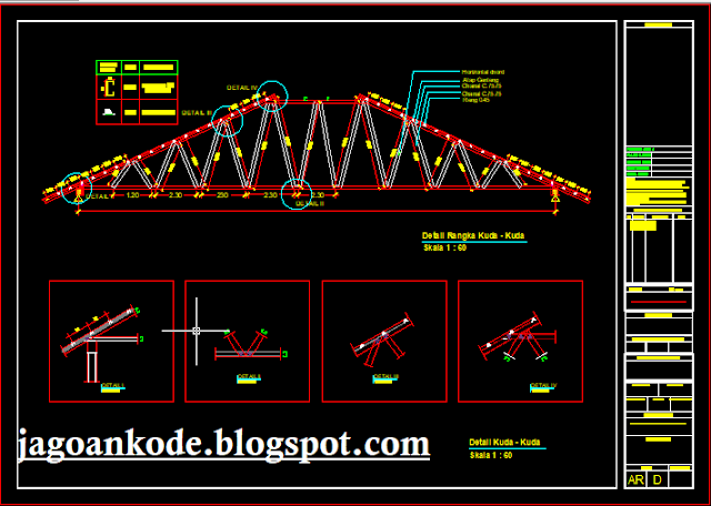  Detail  Kuda  Kuda  Atap Baja  Ringan  Autocad Dwg Jagoan Kode