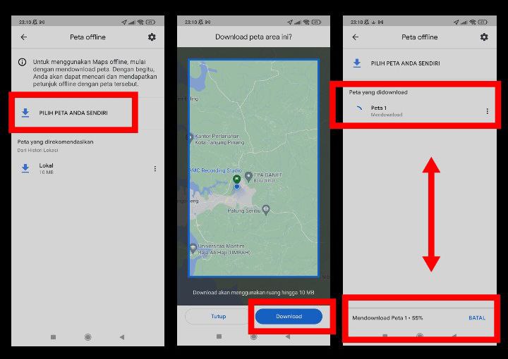 gunakan google maps offline